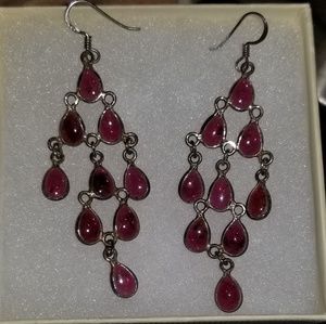Natural Garnet earrings set in sterling silver